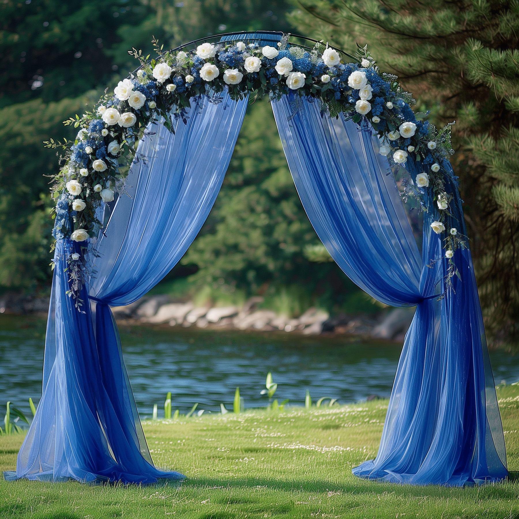 

5/10М Органза Тюль Прозора Тканина Фон Завіса, Сучасна Органза Декор для Вечірки на Відкритому Повітрі Прикраса Стільця для Весілля, Декор для Вечірки 150x500cm королівський синій колір