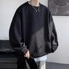 Crew Neck Jacquard Sweater Men's Long-sleeved T-shirt Spring and Autumn American Loose Casual Men's Clothing Without Hat and Bottoming Shirt