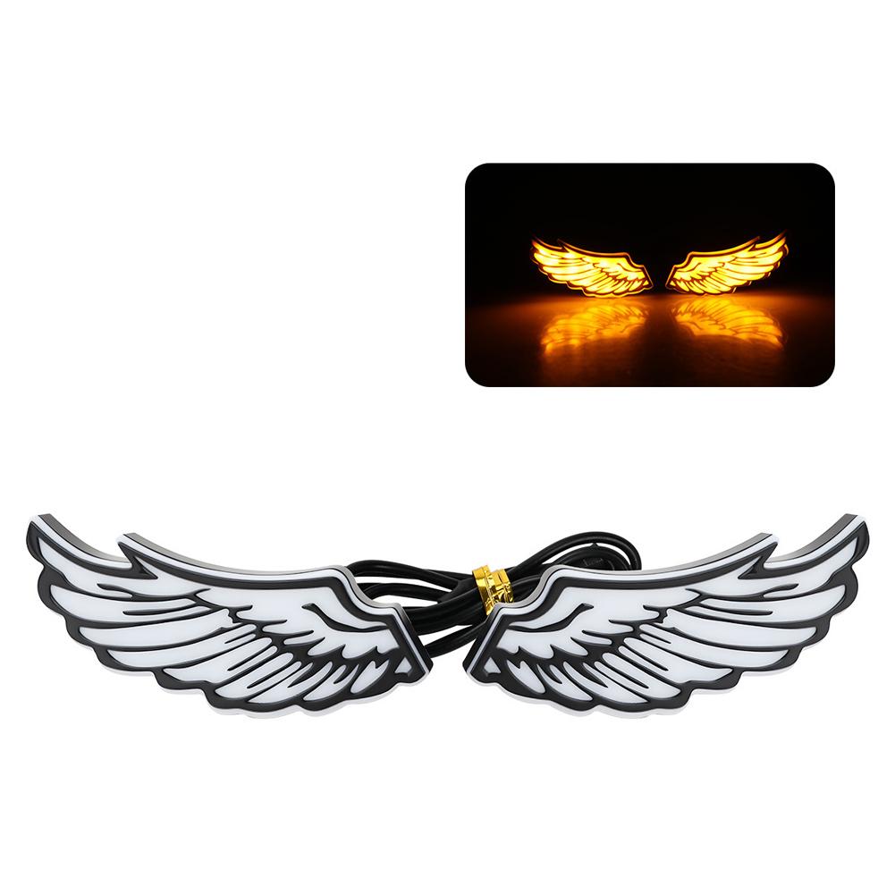 2Pcs Motorcycle Auto LED DRL Daytime Running Lights Angel's Wings Backup Lamp Automobiles Reversing Parking Turn Signal Lamp