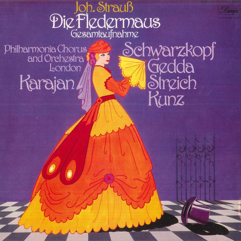 LP Record HERBERT VON KARAJAN, PHILHARMONIA C - Johann Strauss Die Fledermaus 2606162 SONOCORD Germany Classical Used