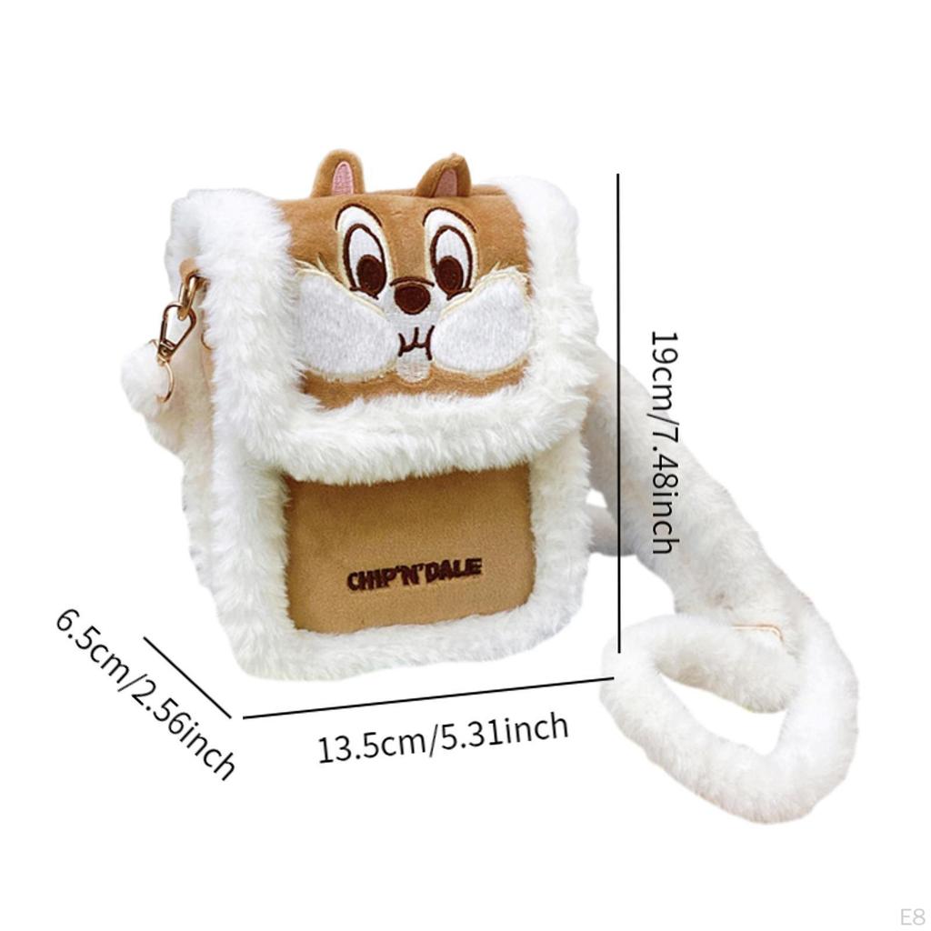 Plush Crossbody Bag Small Stylish with Adjustable Strap Cartoon Shoulder Red
