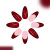 Burgundys Shimmers Press On Nail French Tip Floral Design Quickly Application Plastic Fake Nail For Weddings Parties Daily Use
