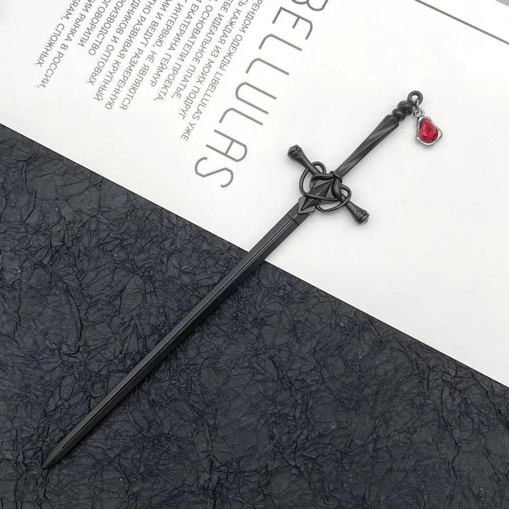 Ruby Pendant Vintage Hair Stick Headband, Vintage Style Headwear, Hanfu Paired with Exquisite Hairpin Accessories.