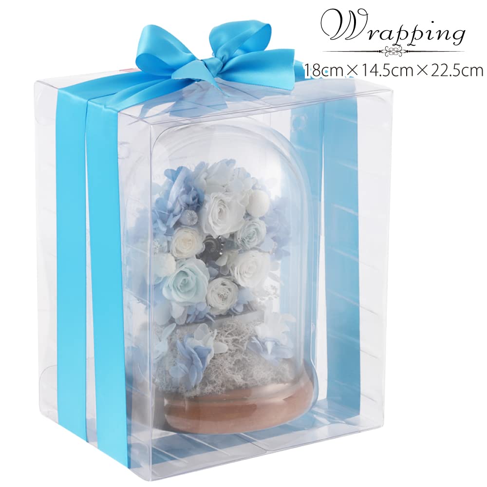 Teatsite Preserved Flowers, Flower Gift, Glass Dome Ferris Wheel (2 Blue Roses)