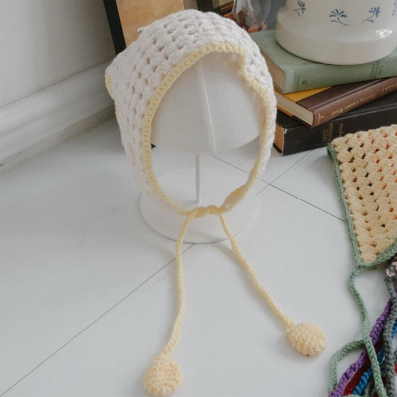 Lovely crochet polka dot scarf for women ivory