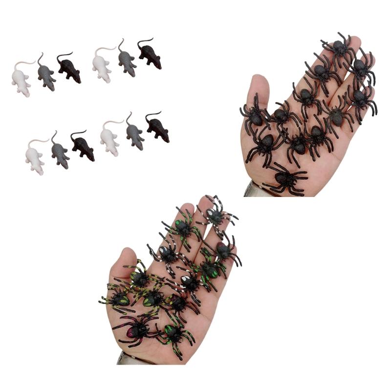 Bulk 12 Pieces Halloween Spiders Toy Assortment for Funny Goodie Bags Halloween Dark Craft PVC Spiders