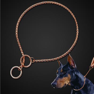Vysoce kvalitní Dog Choker Snake Chain Výcvikový obojek pro psy Heavy Metal Pet Slip Choke Collars Golden Pro středně velké psy Pitbull 