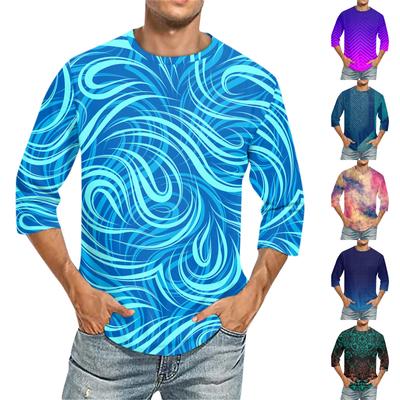 Men'S Round Neck Three-Quarters Sleeve Top Casual Fashion T-Shirt