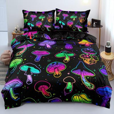 Psychedelic Mushroom Three-Piece Quilt Cover 3D Digital Printing Bedding Set Color Bed Cover