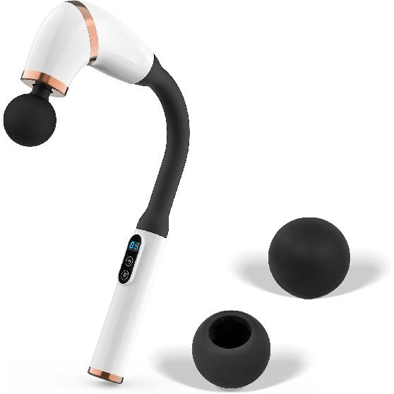 Massage Gun with Upgraded Extended Handle, U-Shaped Back Massager for Pain Relief Deep Tissue with 6 Massage Heads, Massage Gun Deep Tissue with LED