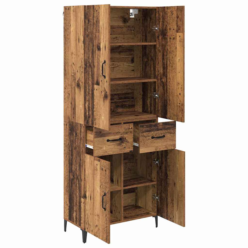 Wall Mounted Highboard Reclaimed Wood Look 27.4 x 13.4 x 70.9 in (L x W x H) Engineered Wood