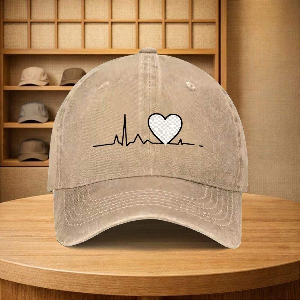 Vintage ECG Heart Pattern Baseball Cap  Unisex Adjustable Multiple Colors