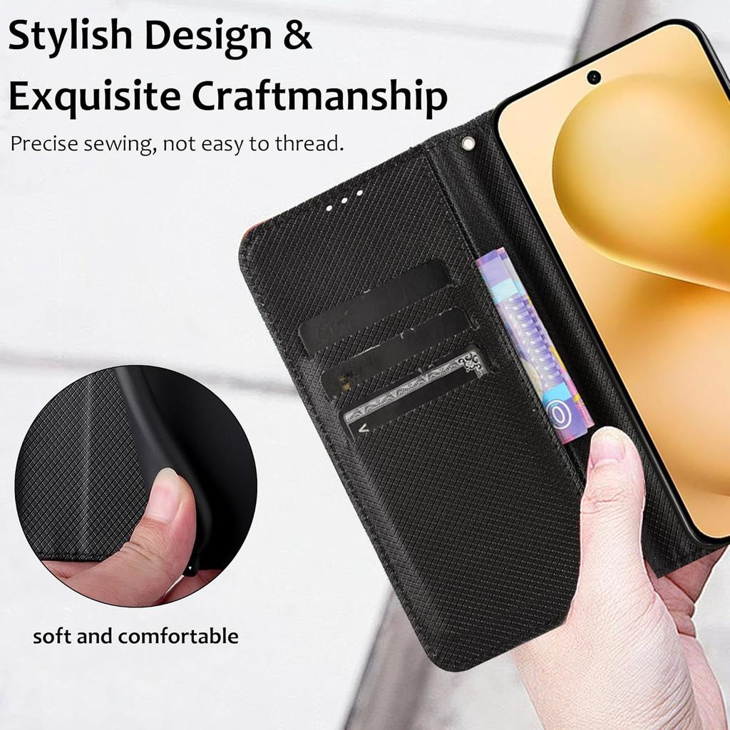 Plain Leather Flip Wallet Case For Vivo X200 FE 5G Magnetic Book Cover Holder Capa Coque Fundas Shell
