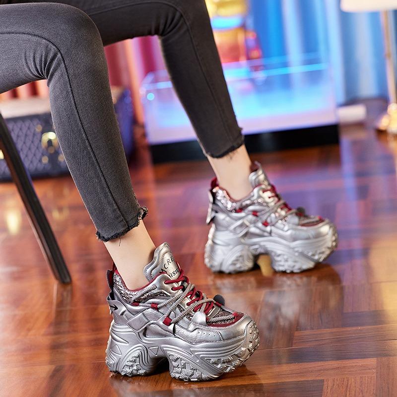 Dad shoes women's new inner height increase leather women's shoes platform spring casual sports shoes women's