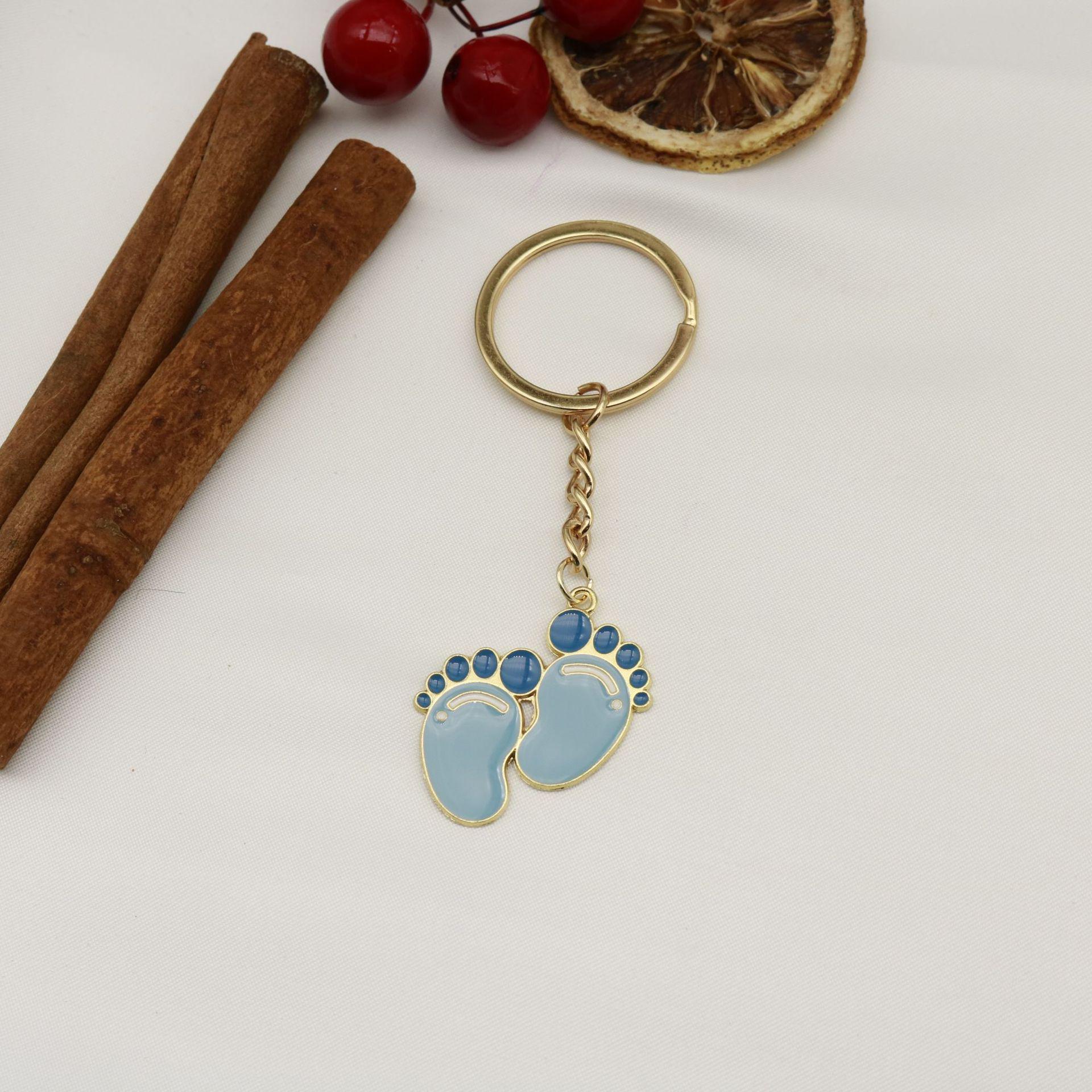 Charming Baby Footprint Enamel Keyring Pendant for Couples золотой