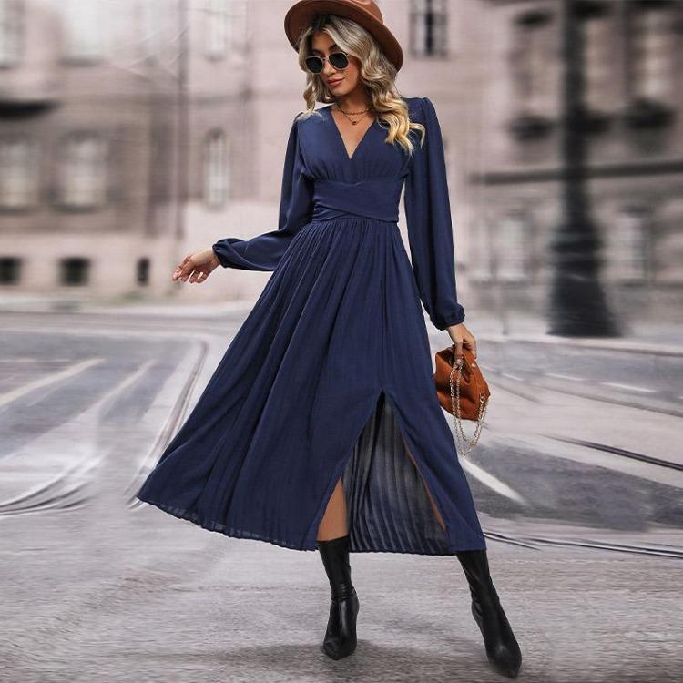 Sommer Damen Baumwolle A-Linie Freizeitkleid Schmetterlingsärmel Volle Länge Mid Calf Umlegekragen