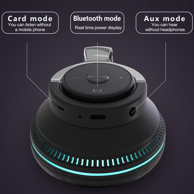 H2 Kabellose Kopfhörer, bunte LED-Leuchten, Bluetooth 5.1 Head-Over-Gaming-Kopfhörer, 650 mAh