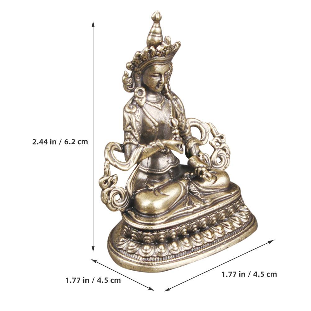 Desktop Retro Brass Buddha Statue Decorative Sculpture Space-Saving Office Home Desktop Brass Buddha Decor Statue for Home