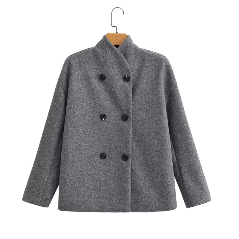 Fashion Stand Collar Loose-Fitting Short Coat Woolen Coat