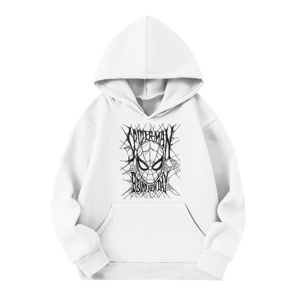 Kids Long Sleeve Pullover Hoodie with Pocket Letter Print Loose Fit Top