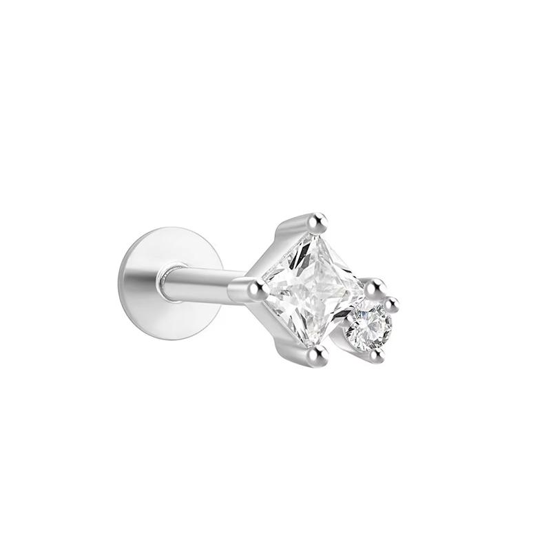 Hot Sale Body Jewelry: Titanium Labret Flatback Tragus Earring Stud Internal Thread Zircon Rings
