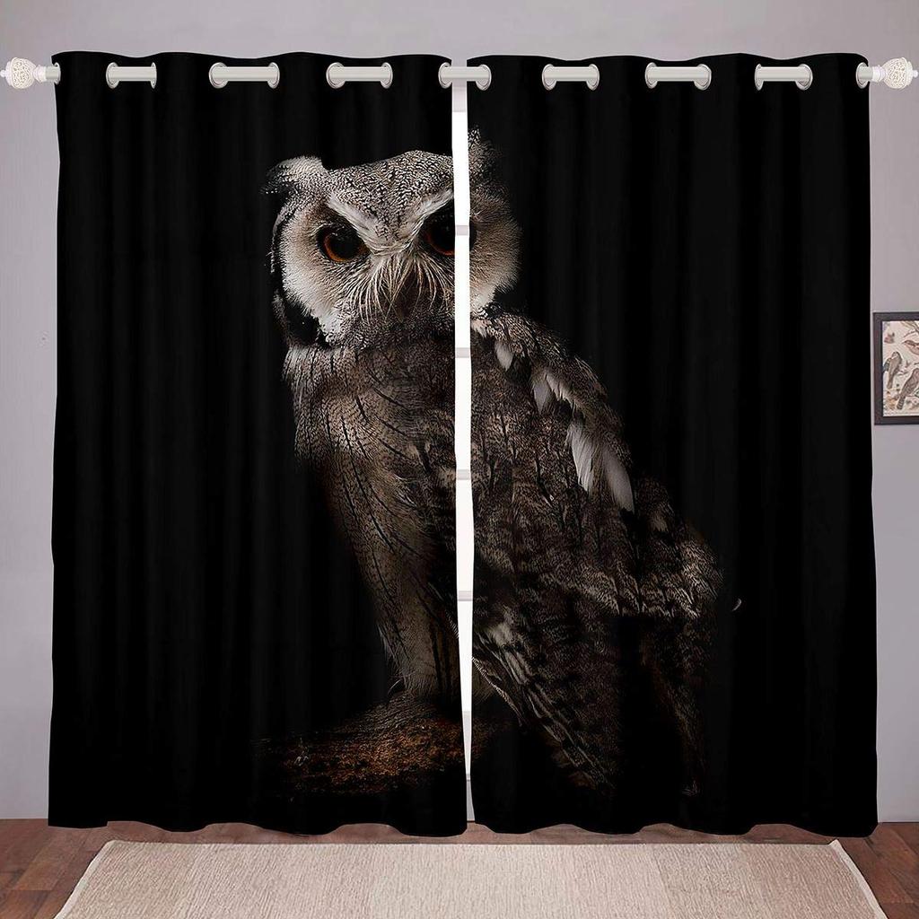 Owl Window Curtains for Bedroom Living Room Cute Owls Curtain Kids Boys Girls Window Drapes Decor Window Treatments 2 Panels