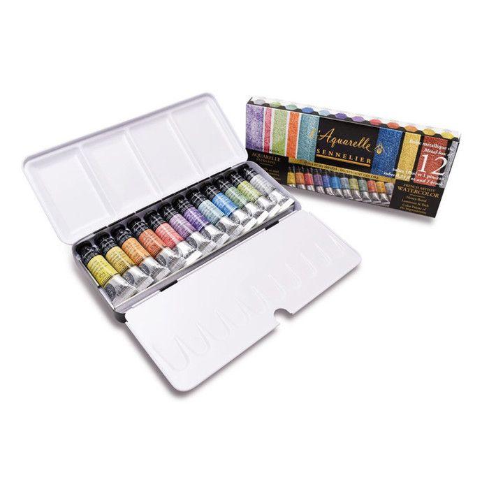 Peinture aquarelle - Extra-fine - Couleurs irisées - Sennelier - L'Aquarelle - 12 tubes 10ml