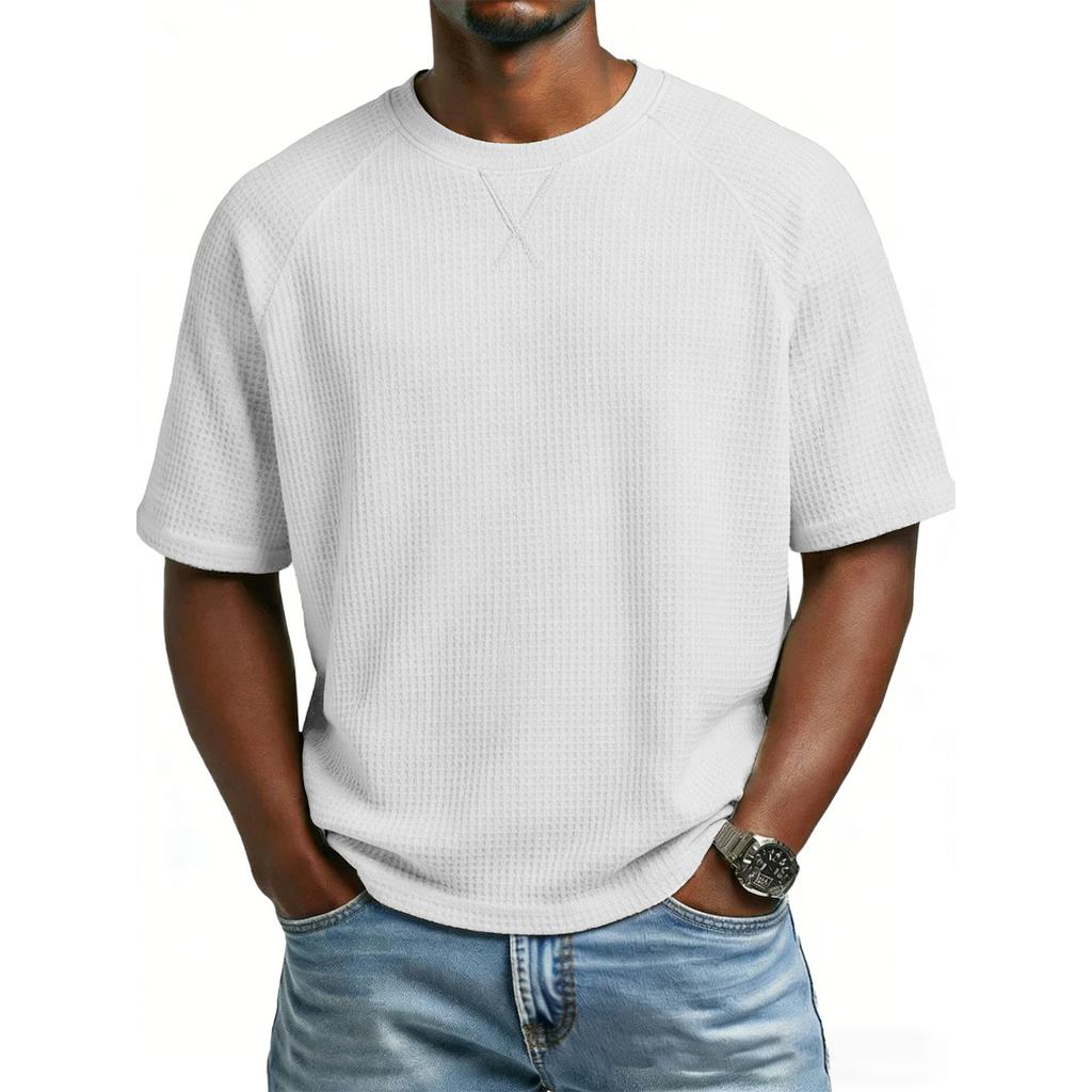 Men's -Knit Raglan Sleeve Round Neck Short Sleeve