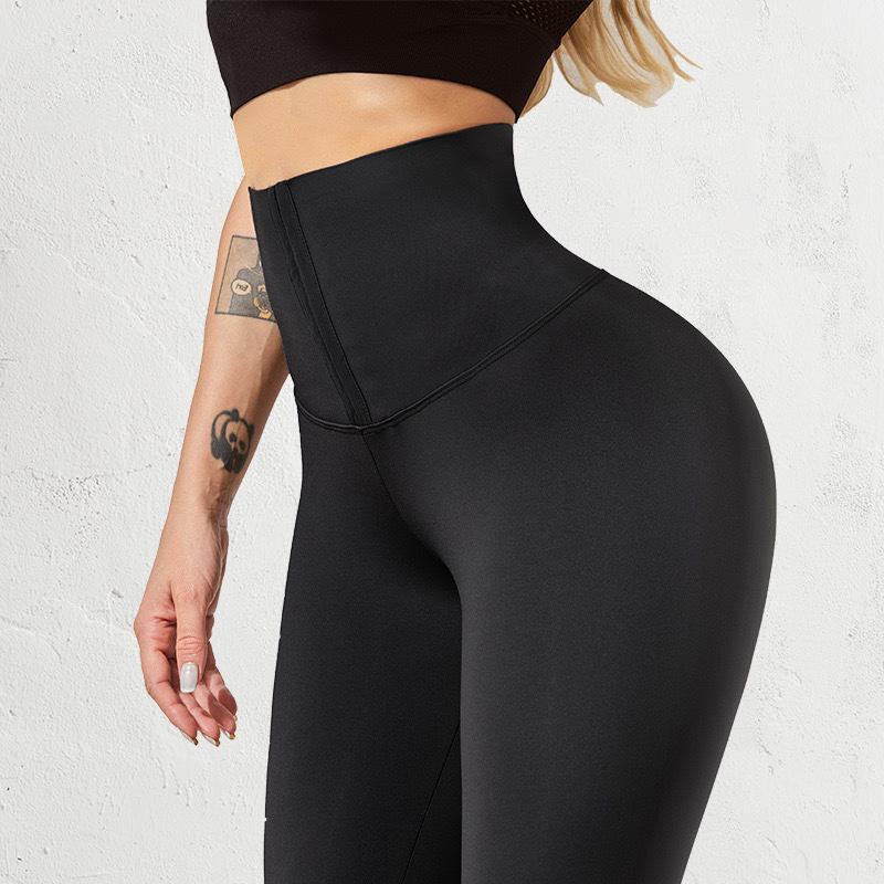 European & American High-Waisted Double-Breasted Yoga Pants - Velvet-Added, Thickened, Waist-Cinching, Hip-Lifting, Elastic Fit for Women.