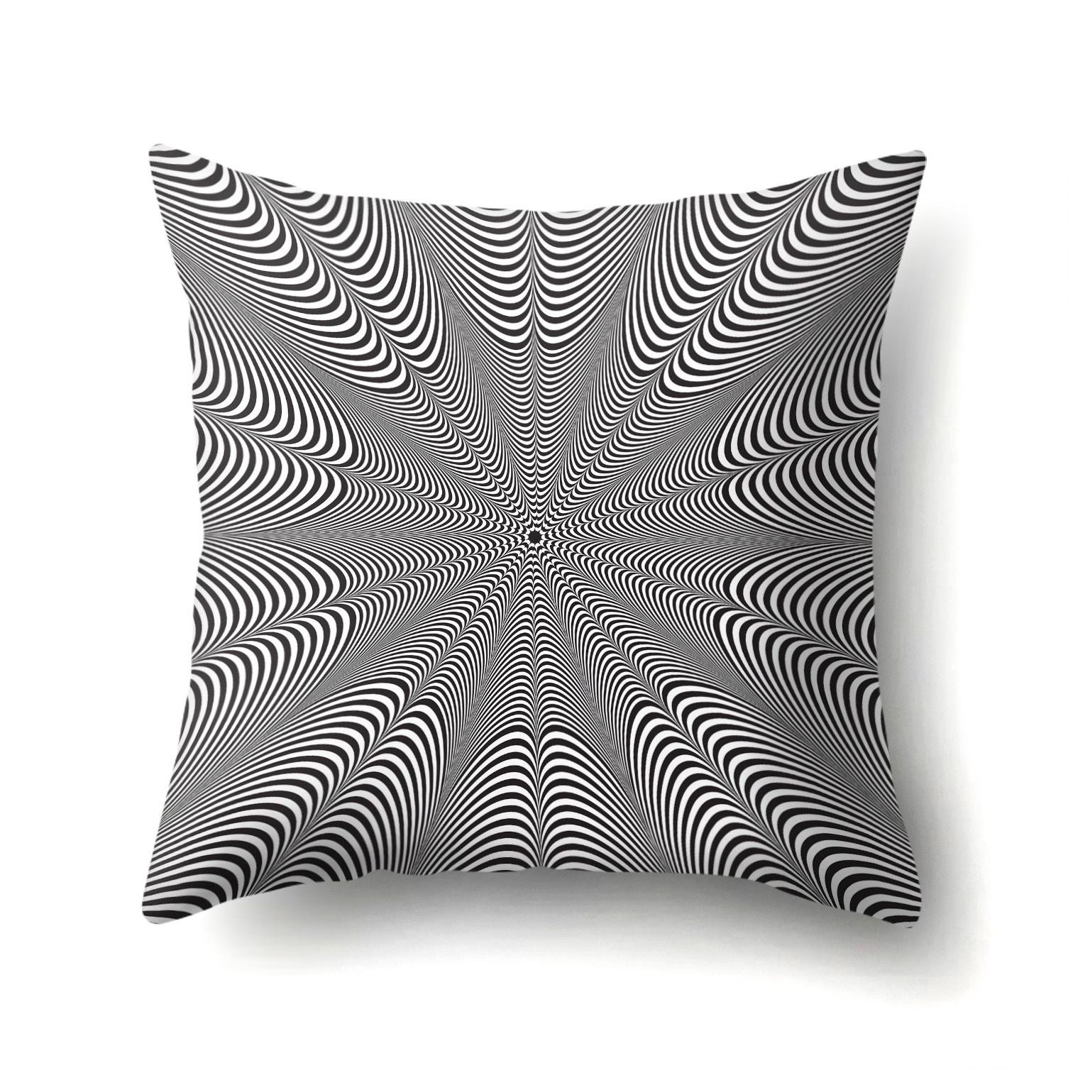 

New European and American Products Geometric Abstract Twisted Black and White Pillowcases, Fashionable Home Cushion Covers, Don’t Be Dizzy 45 * 45 without pillow core