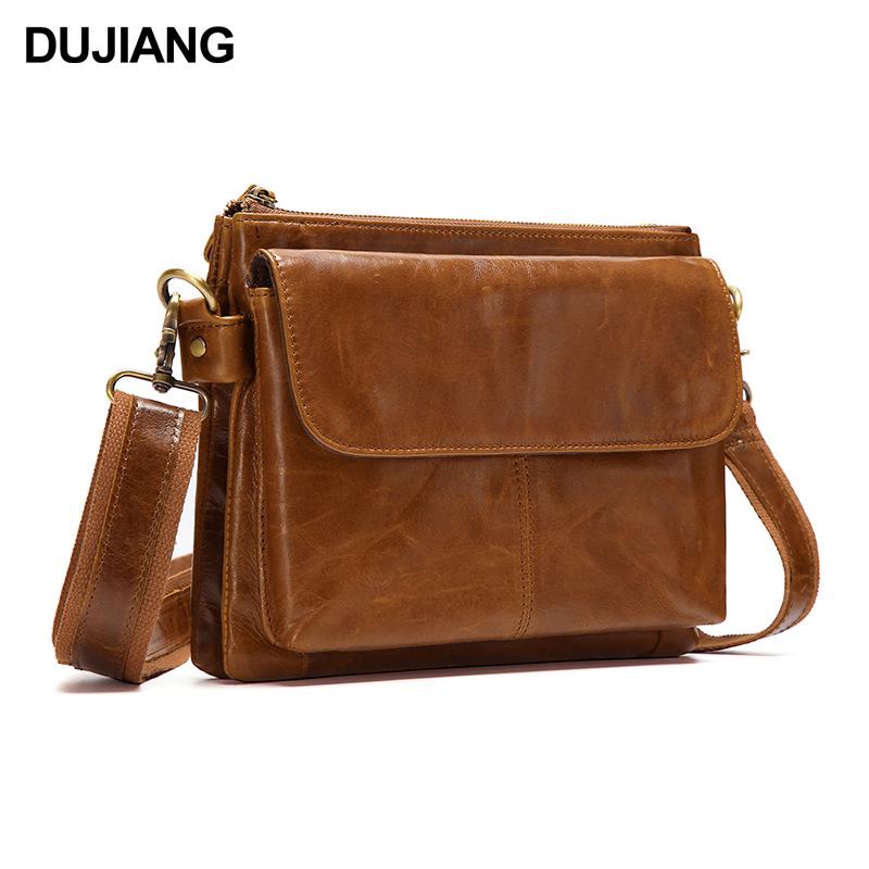 Men's Top-Grain Cowhide Oil-Wax Leather Vintage Shoulder Bag - Casual Commuting Crossbody Bag