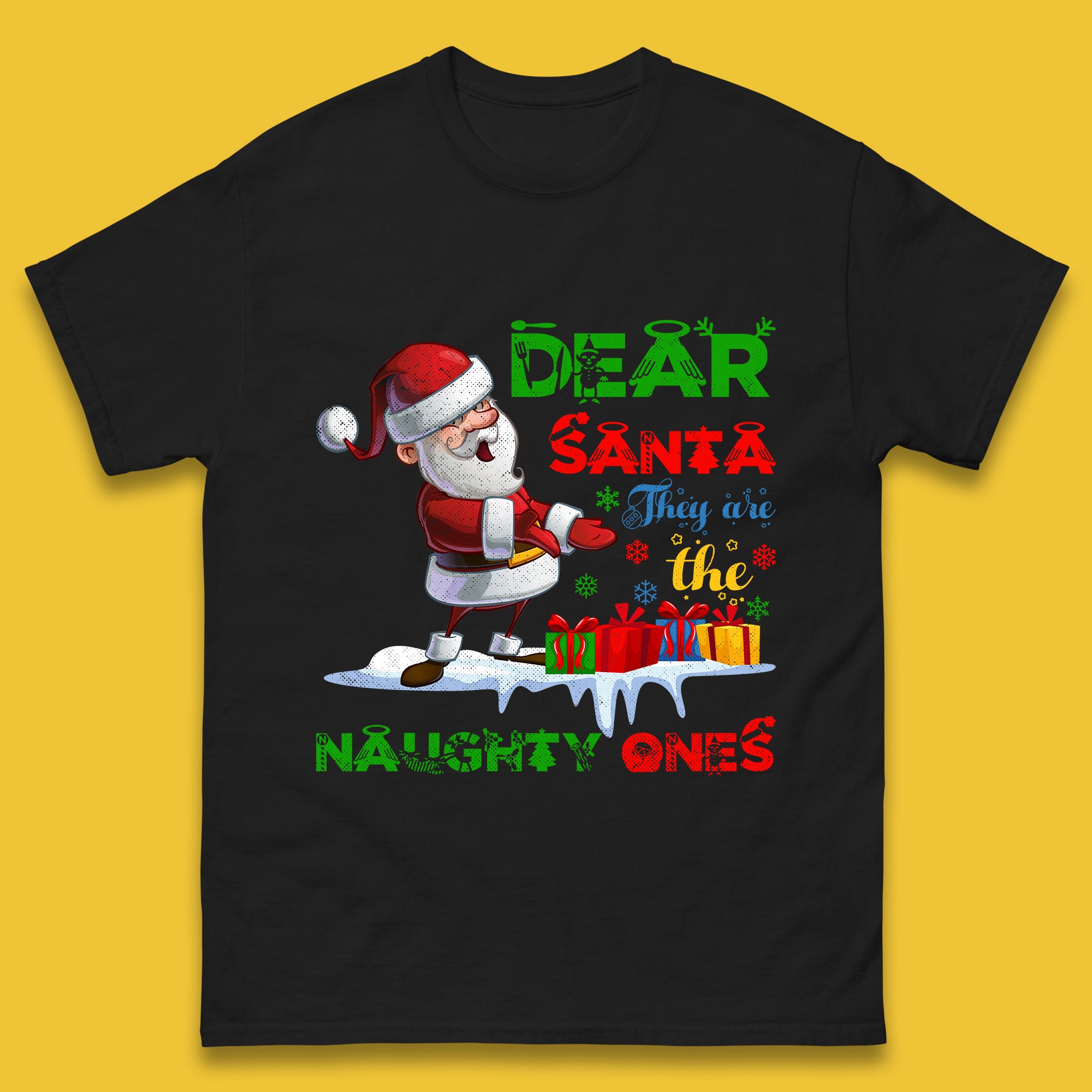 Dear Santa They Are The Naughty Ones Christmas Mens T Shirt Womens Tops Tees XL