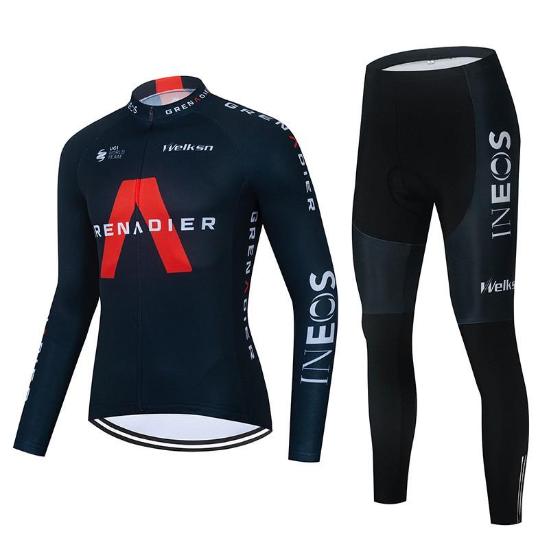 Mens Cycling Jersey Set Long Sleeve Quick Dry Breathable Mountain Road Bike Apparel
