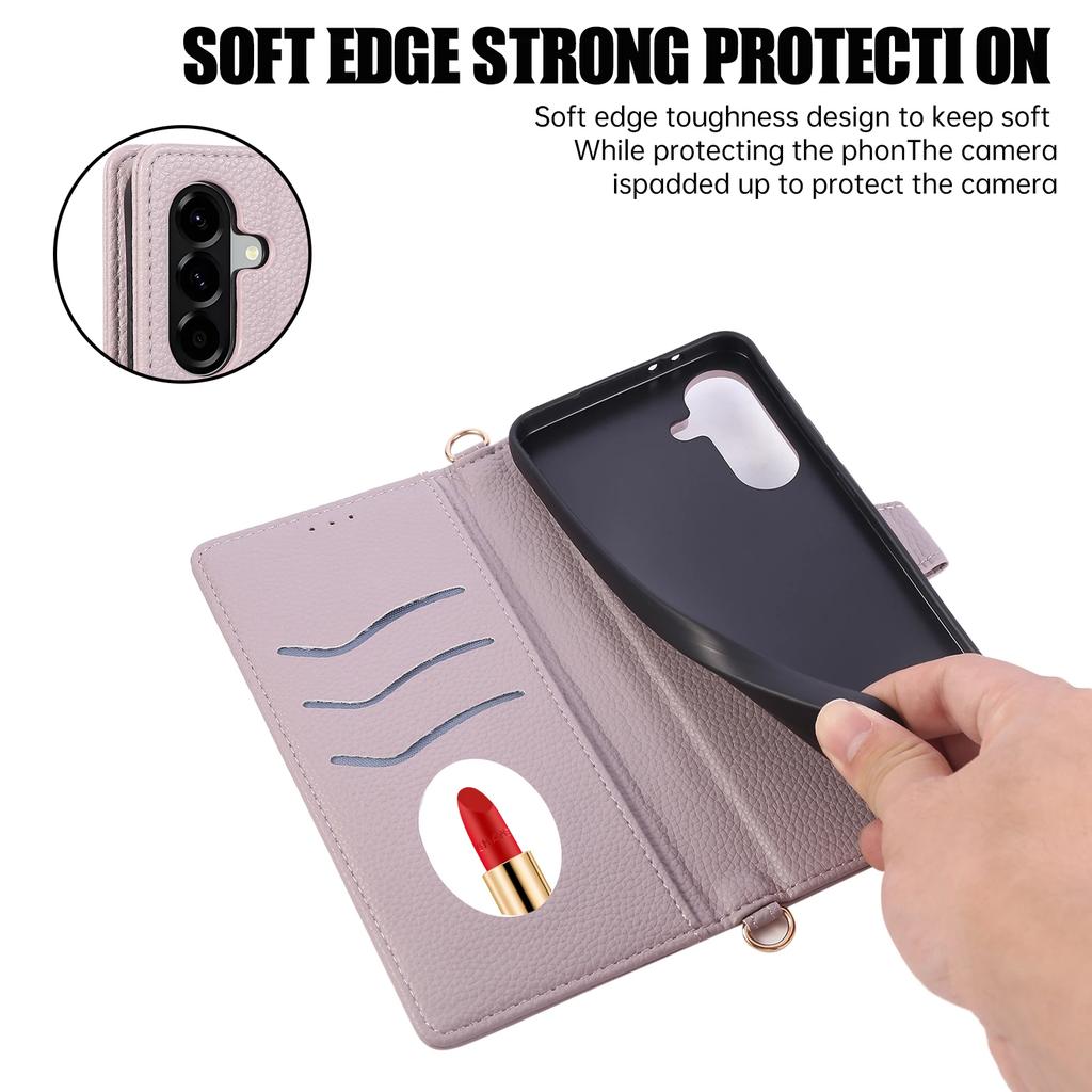 Mirror Card Holder Lanyard Case Cover for Samsung Galaxy A13 A23 A33 A53 A73 A12 A22 A32 A52 A91 5G Leather Protective Cover