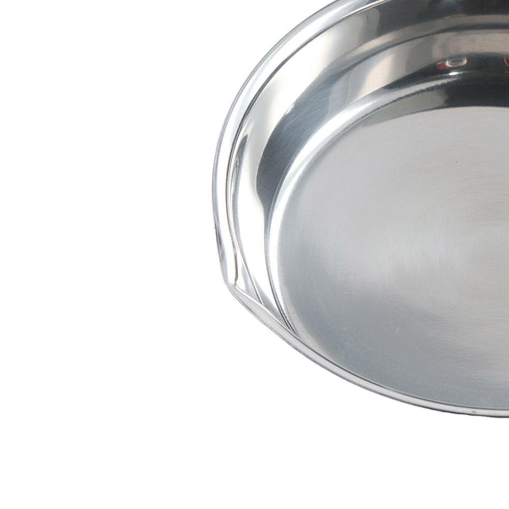 Wooden Handle 304 Stainless Steel Frying Pan Flat Bottom Cooking Pan Omelette Pan  Home
