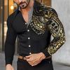Camisa hawaiana de manga larga para hombre, camisa de otoño con estampado dorado para hombre, camisetas casuales de manga larga de talla grande para hombre