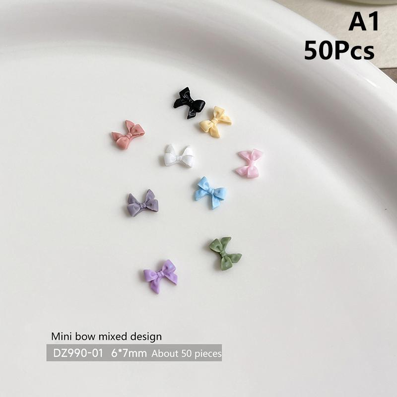 

50 шт. Смешанные 3D Ленты Бантики Конфетный Цвет Девочка Нейл-Арт Сделай Сам Аксессуары для Ногтей Украшения Подвески