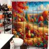 Harvest Thanksgiving Maples Pumpkin Pattern Bathroom Shower Curtain With 12 Hooks Bathroom Decor and Accessories