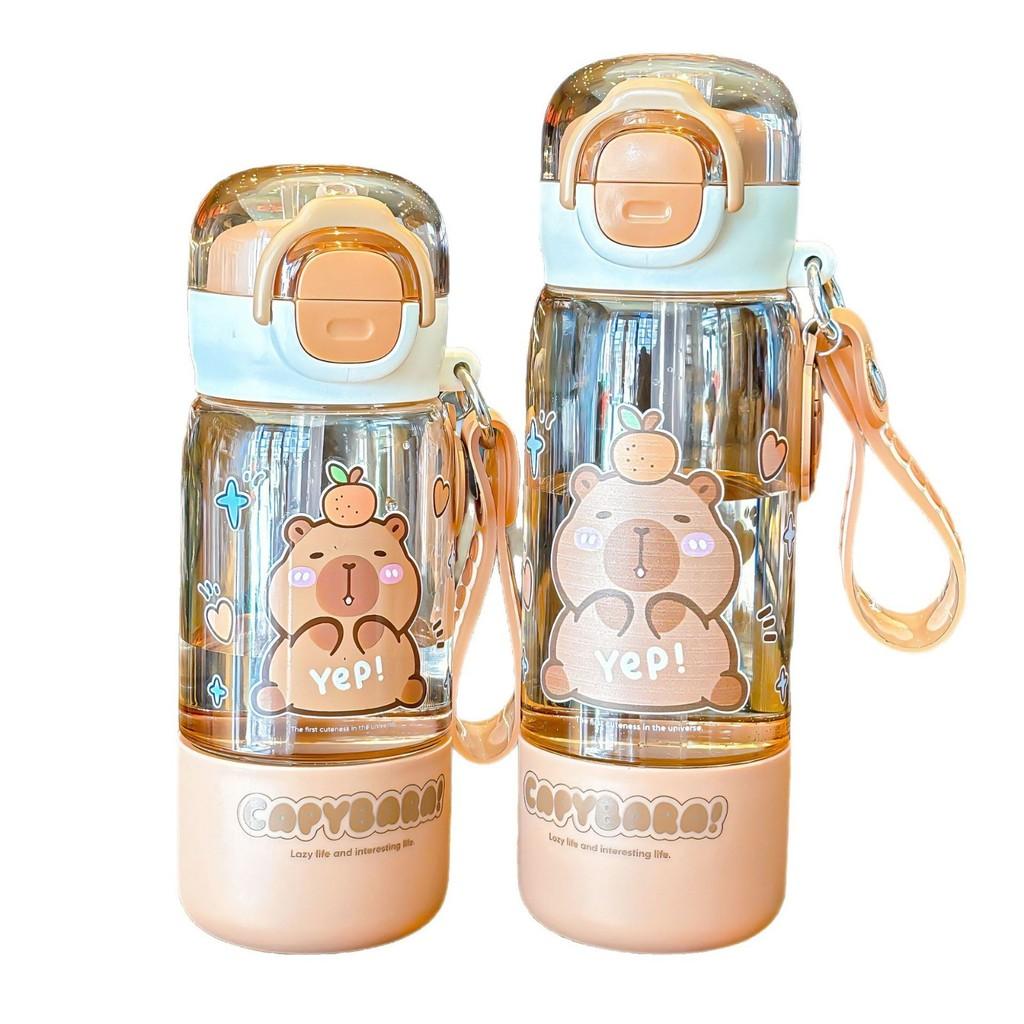 Capybara Cartoon Water Bottle With Tritan Material For Kids And Students