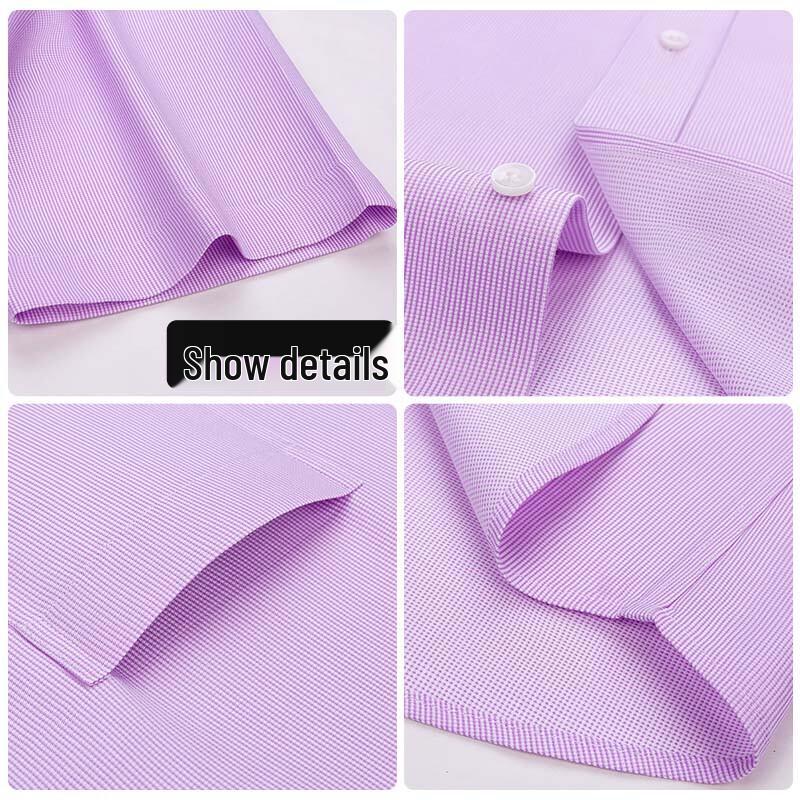 Luomeng Men's Pure Cotton Wrinkle-Free Breathable Short Sleeve Business Shirt