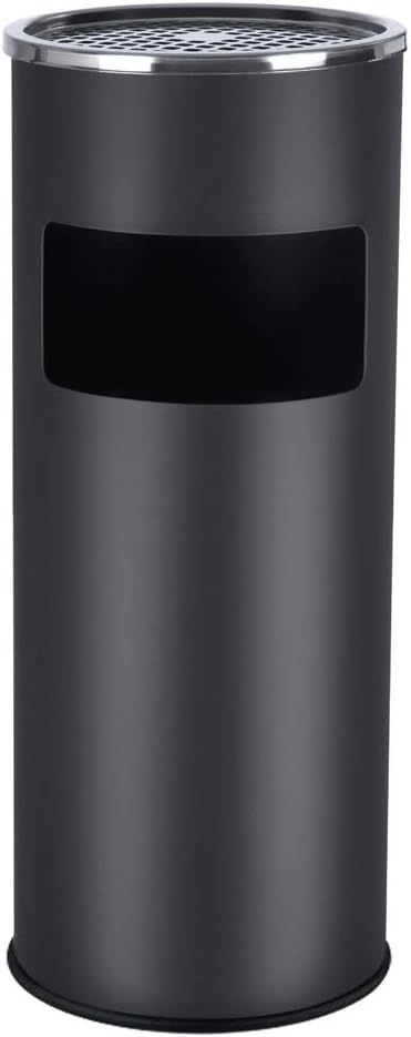 SONGMICS Standing Ashtray Cigarette Bin Outdoor Stainless Steel Black 60.5 x 24.5 cm