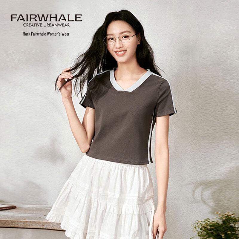 Mark Fairwhale Women s Color-Block V-Neck Short Sleeve T-Shirt L