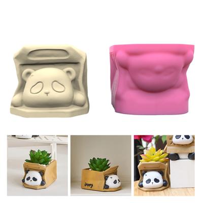 DIY Flowerpot Silicone Mold Cute Panda Head Shaped Concrete Moulds DIY Flowerpots Molds Cements Mould Silicone Material