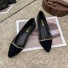Pojedyncze buty damskie nowa wersja koreańska szpiczasty nosek mały zapach wiatru lekkie usta płaskie obcasy moda krata dopasowanie kolorów modne buty