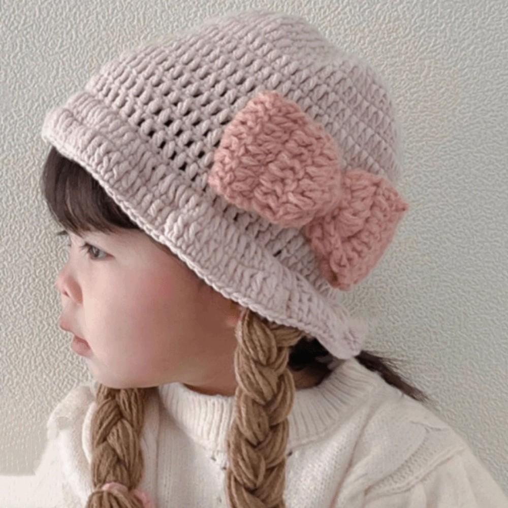 

Bow Wig Knitted Hat Cherry Kids Warm Hats Fashion Baby Beanie Cap Boys Style 6