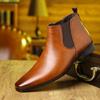 Men's Chelsea Boots Fashion Business Casual Dress Leather Platform Boots Luxury Wedding Shoes Botas