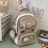 Women's Large Capacity Backpack Multi-Compartment Student Schoolbag Color Block Backapack with Coin Purse