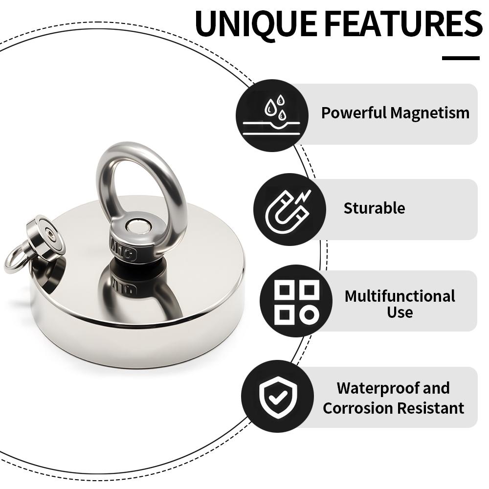 D16-D120mm Neodymium Fishing Hook N52 Heavy Duty Magnet Super Strong Neodymium Magnet  with Countersunk Hole Eyebolt