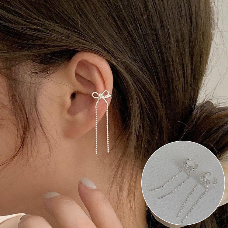 Trendy Geometric Bow Tassel Stud Earrings: Fashionable and Versatile Women's Jewelry