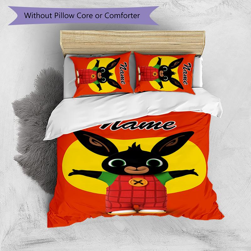 3pcs Bing Bunny1 Cover Set - Personalized Name, HD Printed Bedding with 1 Cover and 2 Pillowcases - Perfect for Home Decor, Easy Care